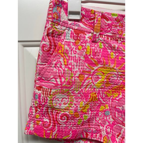 Lilly Pulitzer The Callahan Short Tiki stand pink yellow size 2 - Picture 4 of 7